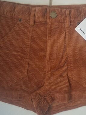 O'Neill Women's High Waist Corduroy Shorts - Rust Brown